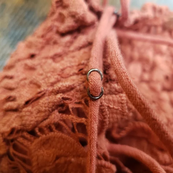 NWT/ Free People/ Adele peplum lace deep v top/ pumpkin - Picture 6 of 10